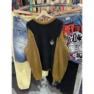 Vintage 90s IOU Color Block Knit Over Sized Sweater Size Medium